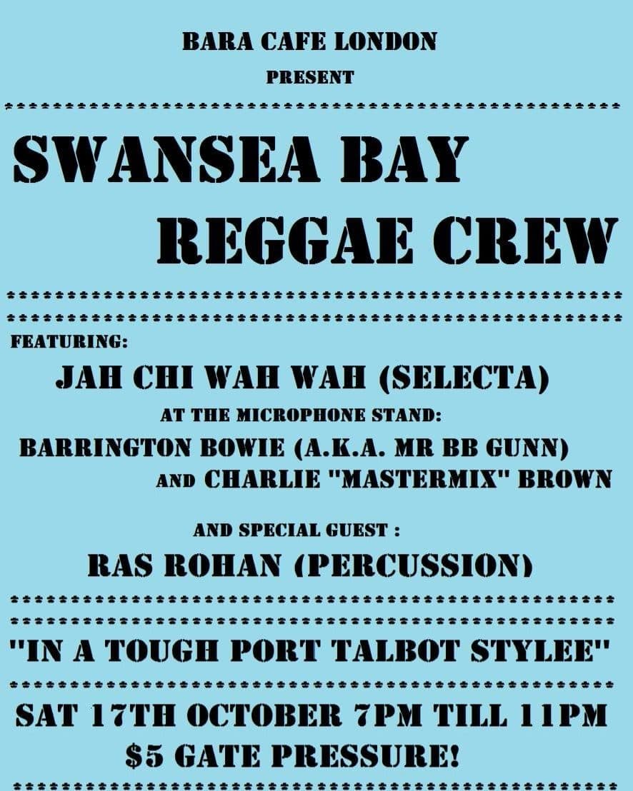 Swansea Bay Reggae Crew Takeover Bara Café